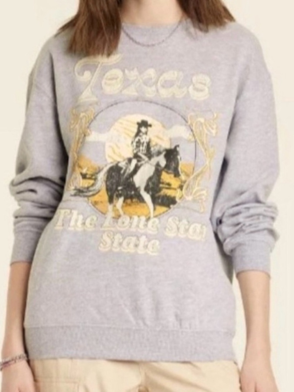 Zoe + Liv Gray 'Texas The Lone Star State' Graphic Crewneck sweatshirt